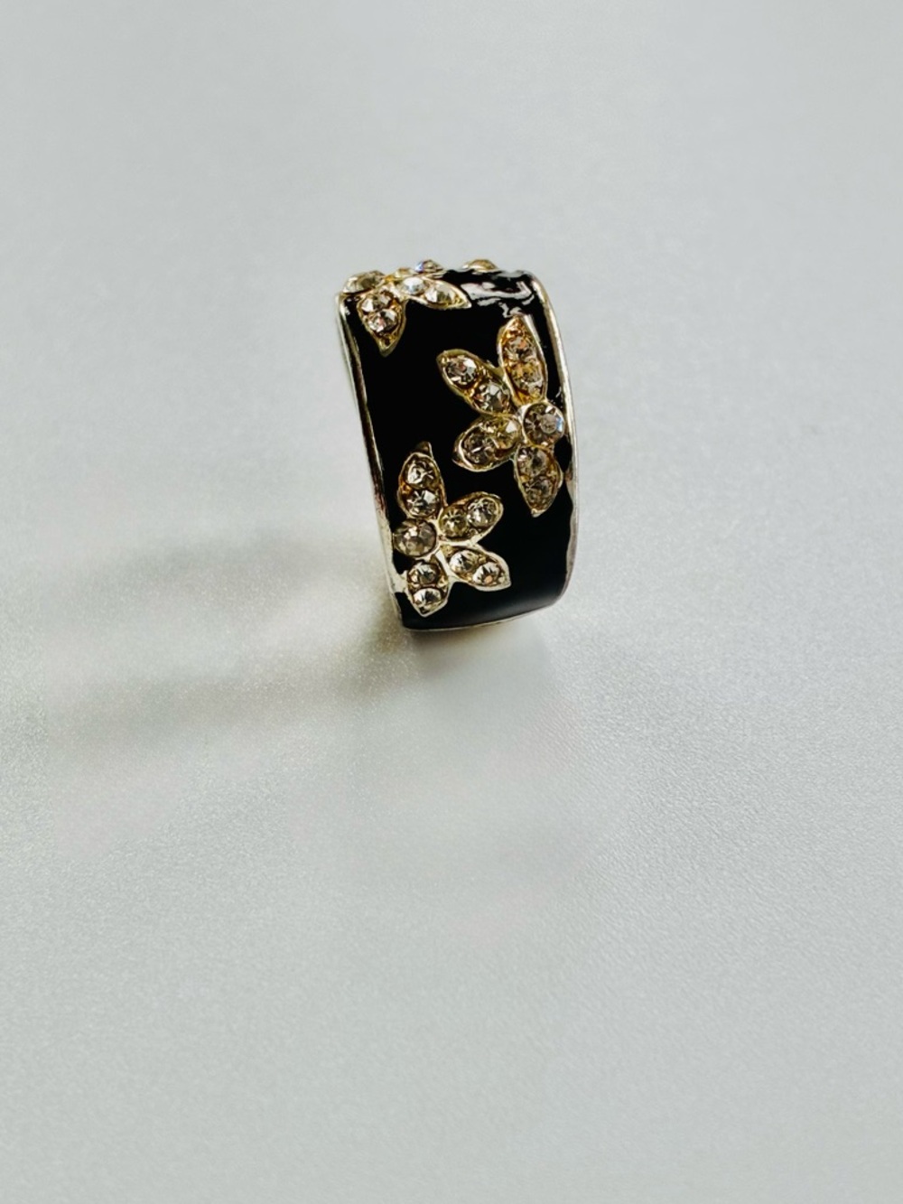 Silver and Black Cigar Band Ring Size 8